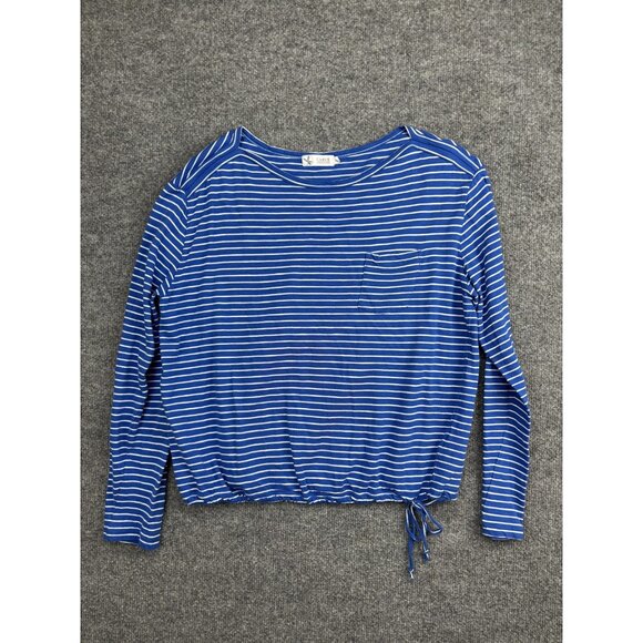 Carve Designs Shirt Womens Small Blue White Stripe Long Sleeve Drawstring Pocket - Picture 1 of 7